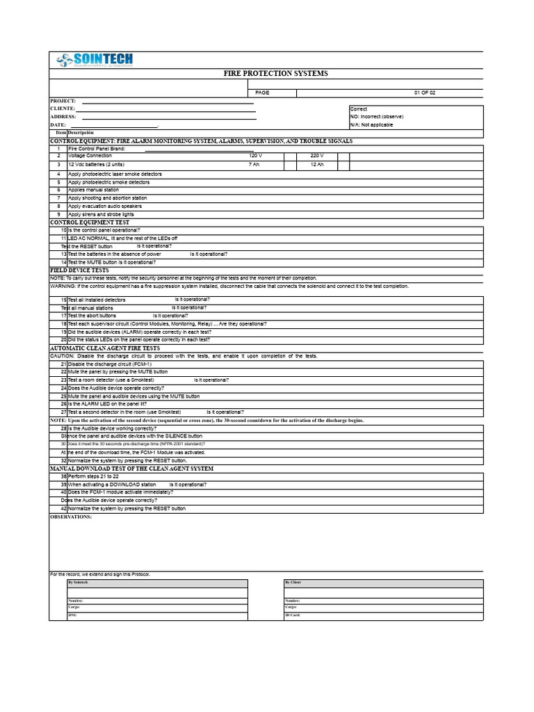 Fire Detection Testing Protocol | PDF | Equipment | Electronics