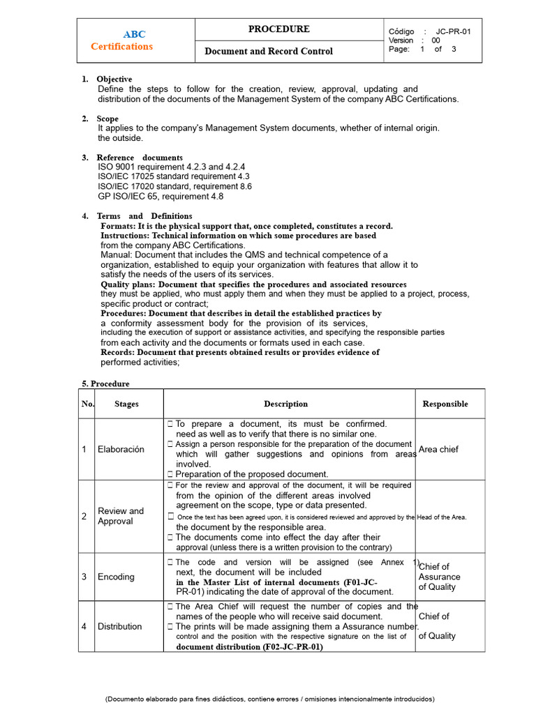 Document Control Procedure Overview | PDF