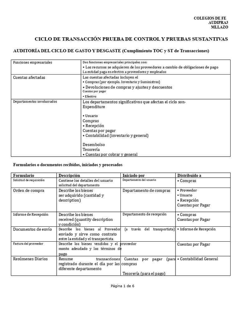 Auditoría del Ciclo de Gasto y Control | PDF | Contabilidad | Auditoría