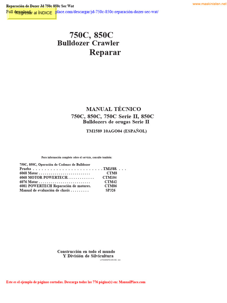 Reparación de Bulldozer JD 750C 850C | PDF | Residuos | Soldadura