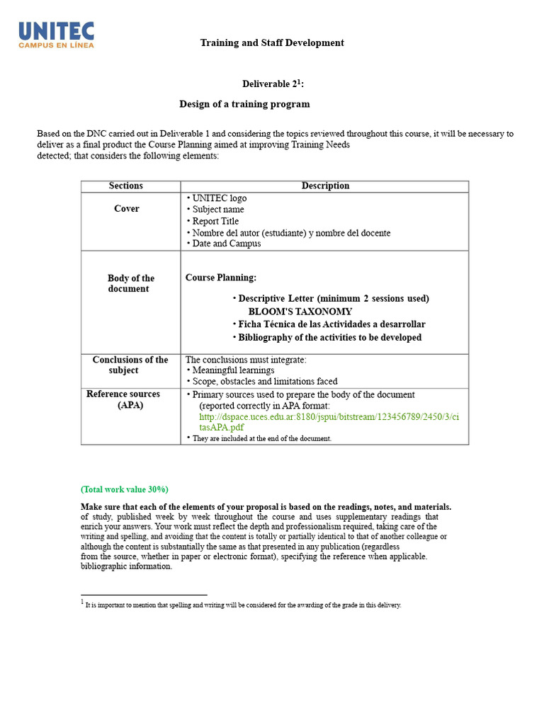 Course Planning for Staff Training | PDF | Bibliography