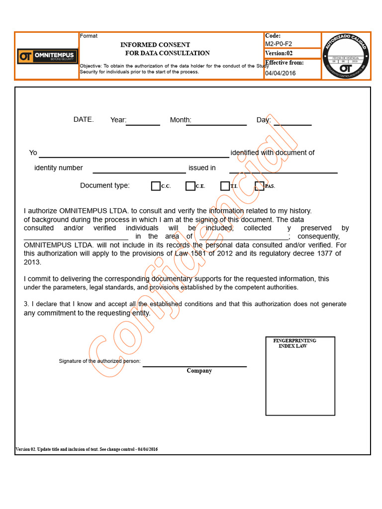 M2-P0-F2 Informed Consent For Data Consultation V2 | PDF