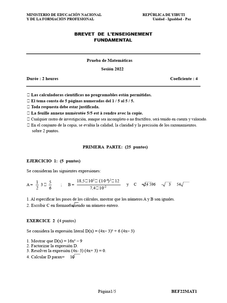 Tema 1 - BEF - 2022 | PDF | Matemáticas