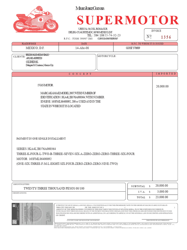 Invoice Lot Motorcycle | PDF | Invoice | Accounting