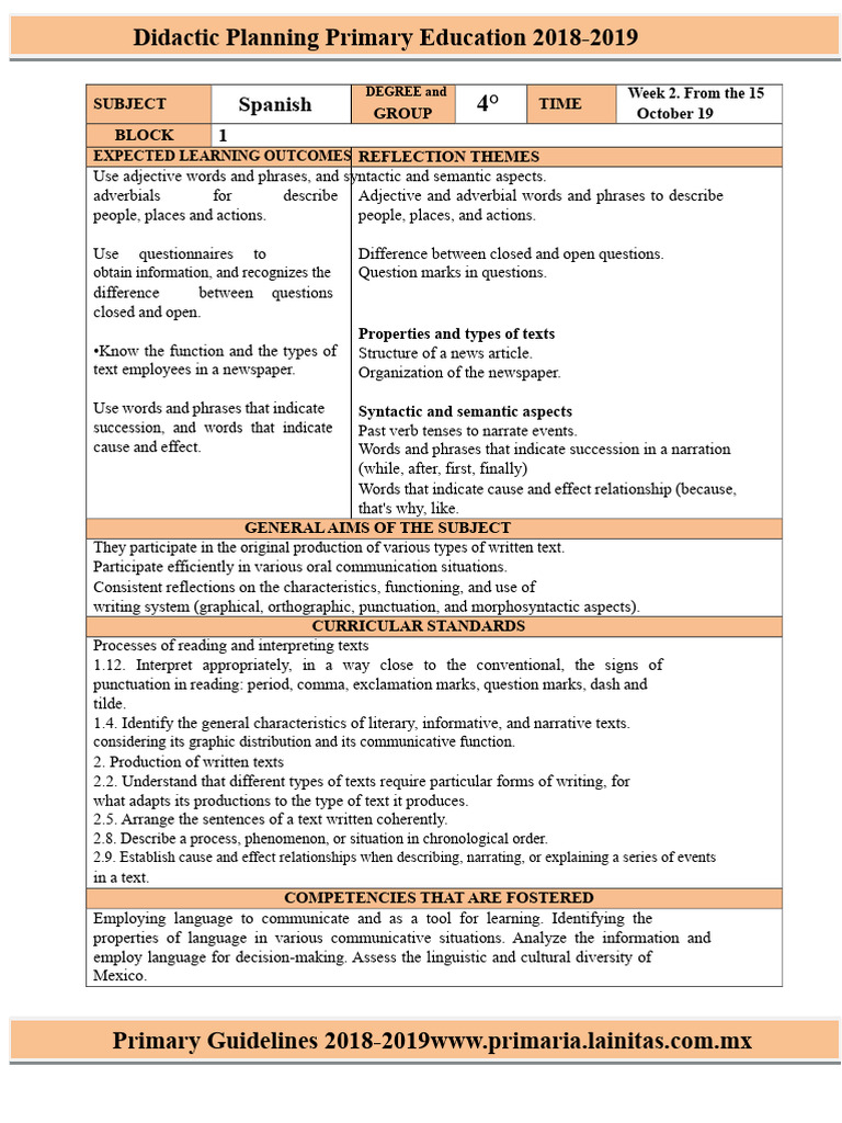 Planning Fourth Grade 1 | PDF | Poetry | Arithmetic
