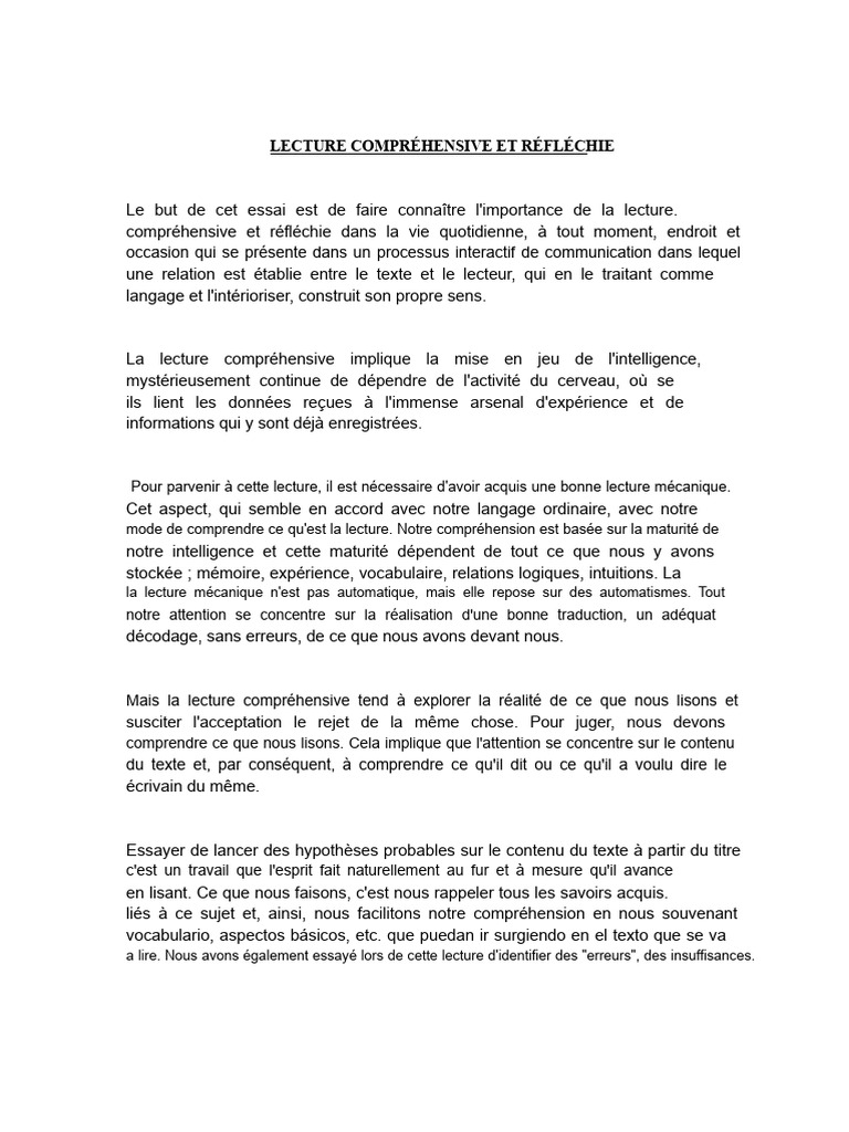 Importance de la lecture réfléchie | PDF | Attention | Intelligence