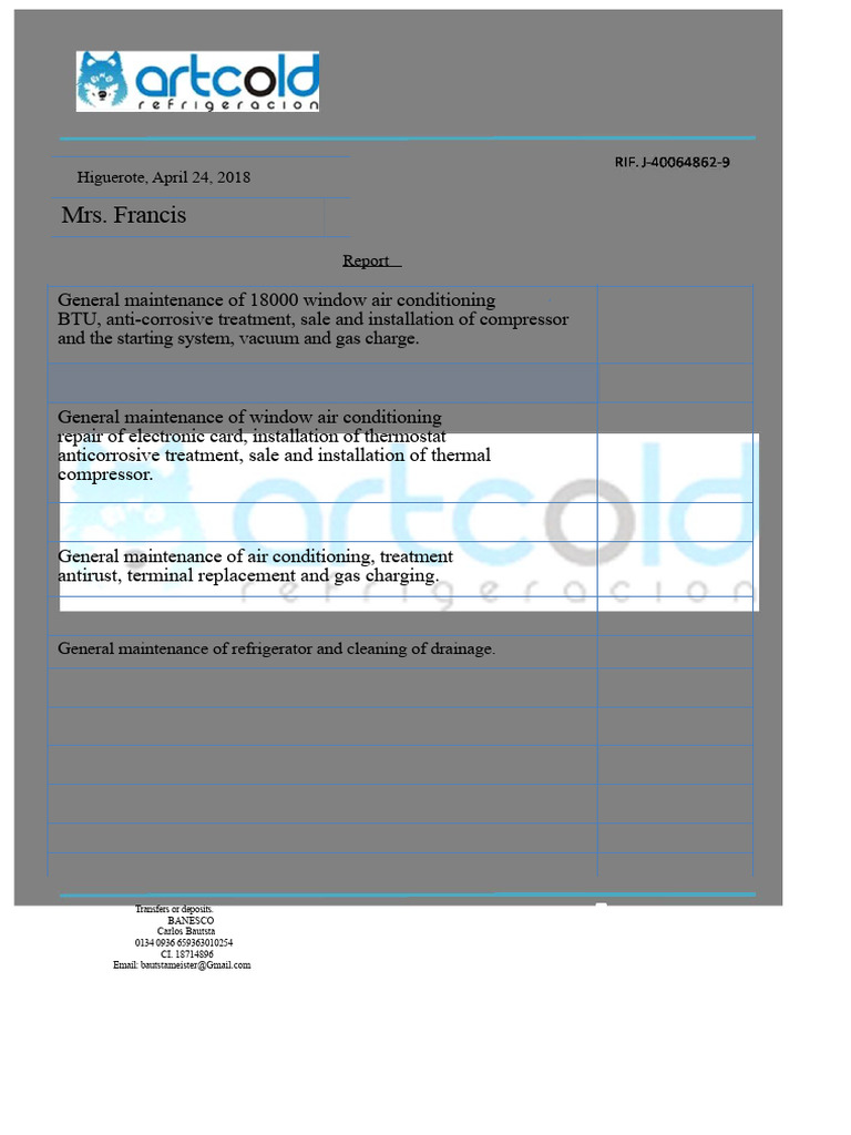 Air Conditioning Maintenance Report | PDF