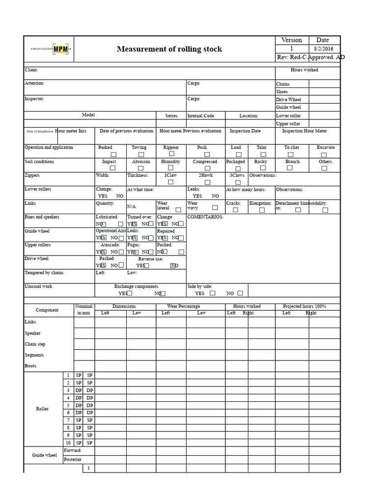 Measurement Format of The Tread Train | PDF | Mechanical Engineering