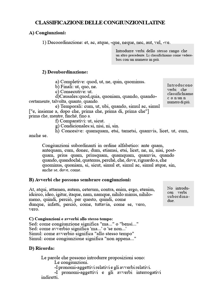 Congiunzioni Latine | PDF