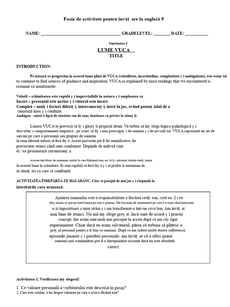 Format de Activitate | PDF