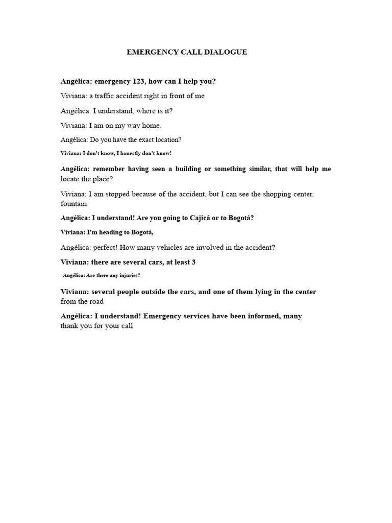 Emergency Call Dialogue PDF | PDF