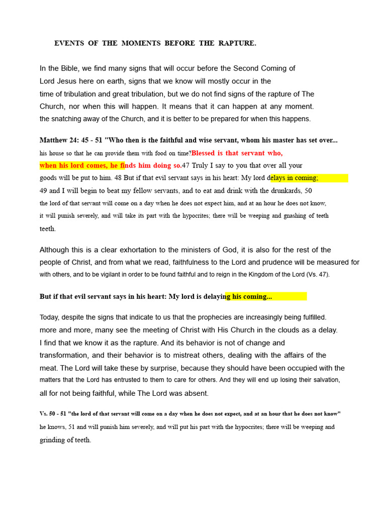 Events Leading to the Rapture Explained | PDF | Rapture | Jesus