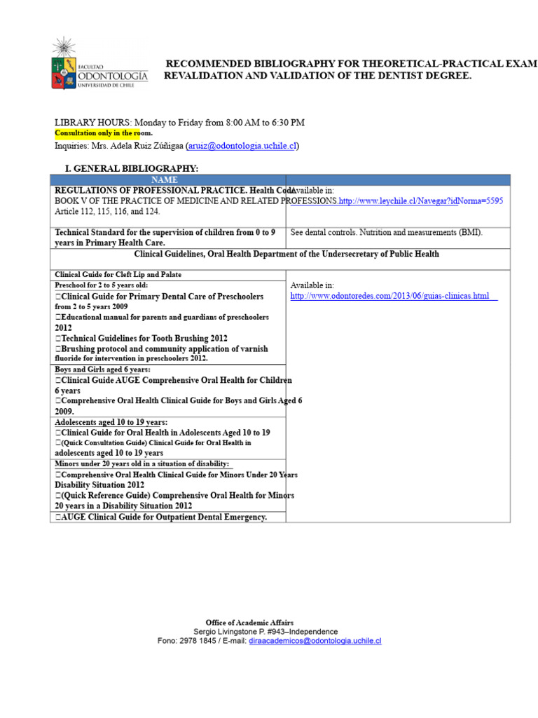 New Recommended Bibliography For The Theoretical and Practical Exam For ...