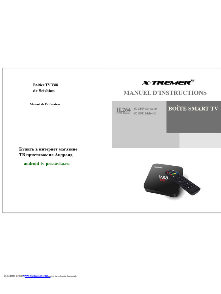 Manuel d'utilisation Boîtier TV V88 | PDF | HDMI | Android (Système d ...