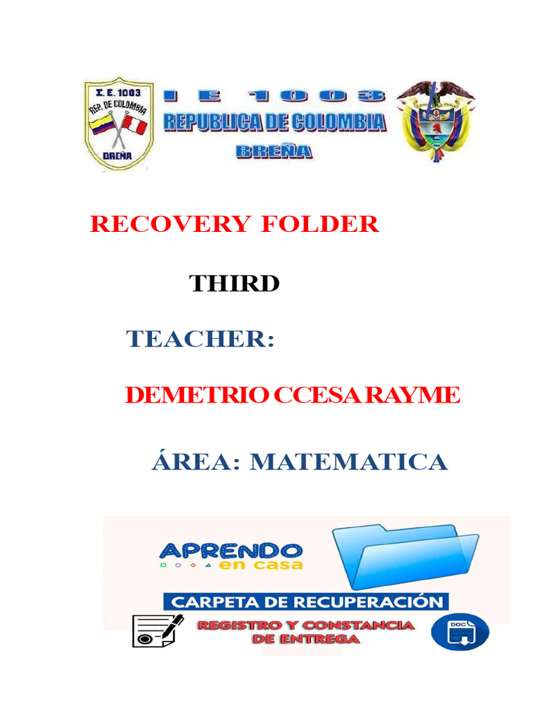 Recovery Folder For Mathematics 3rd Secondary IE 1003 Ccesa007 | PDF ...