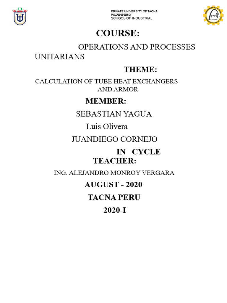 Tube Heat Exchanger Calculations Guide | PDF | Heat Exchanger | Area