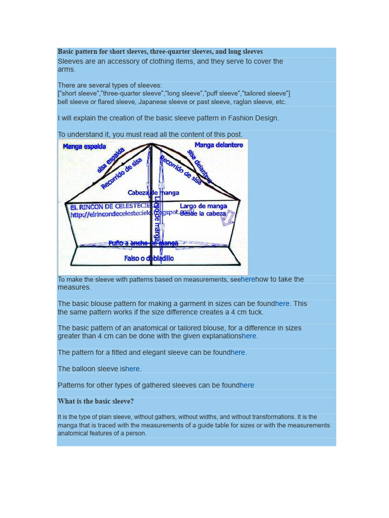 Basic Pattern For Short Sleeve | PDF | Length | Blouse