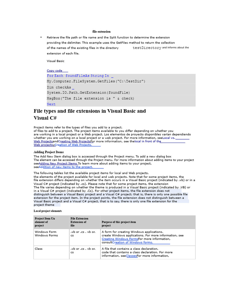 Visual Basic File Extensions Guide | PDF | Xslt | World Wide Web
