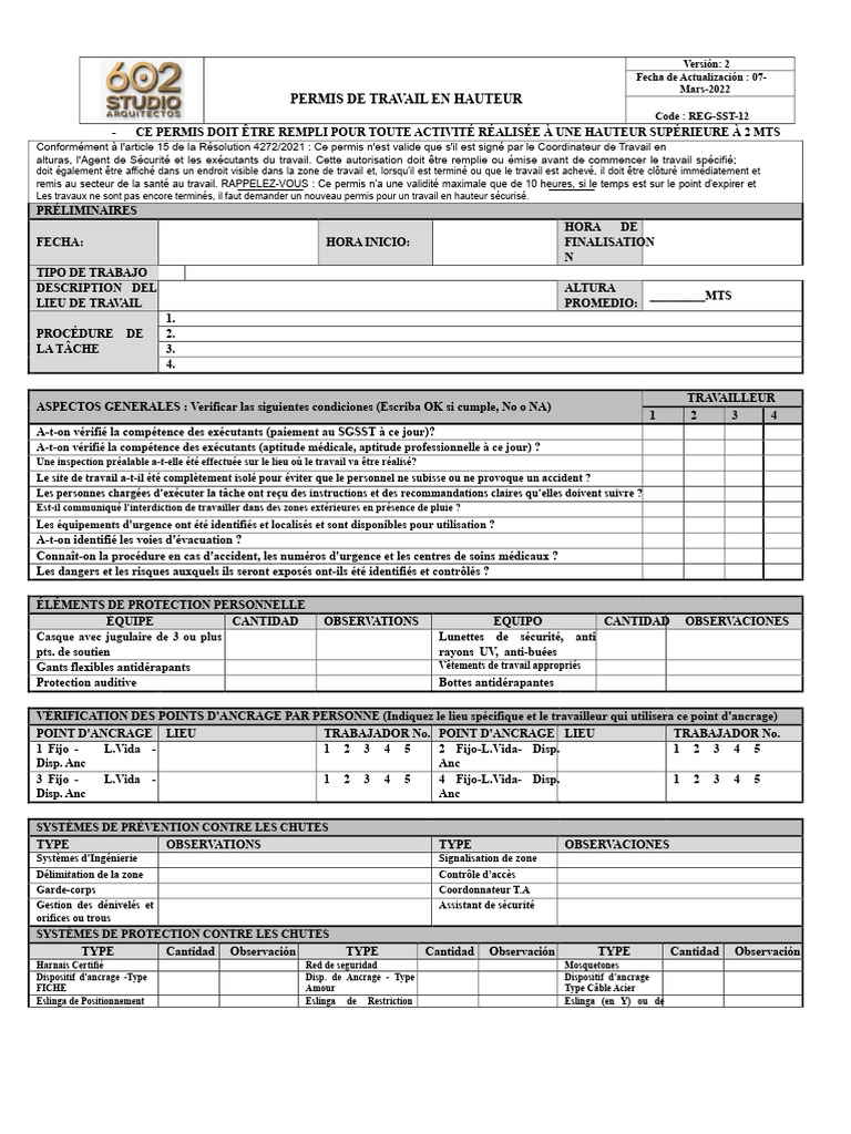 Permis de travail en hauteur : Réglementation | PDF | Sécurité