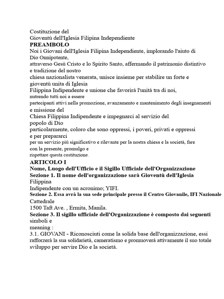 Yifi-Costituzione e Statuti | PDF