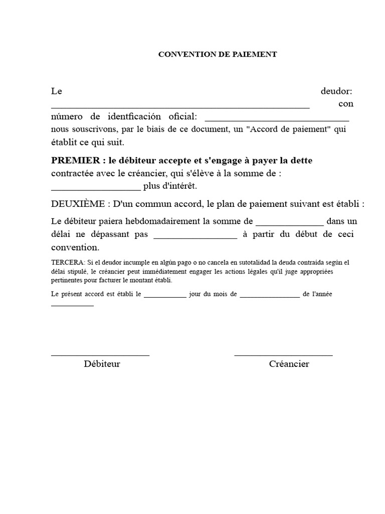 Accord de Paiement : Conditions et Engagements | PDF