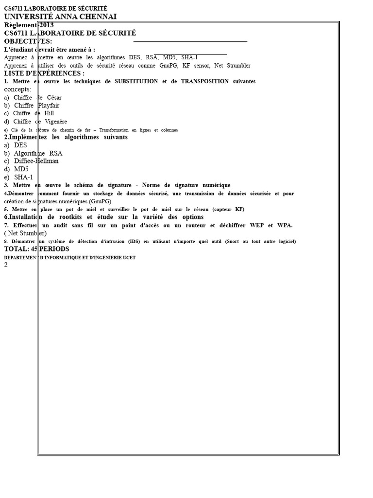 Laboratoire de Sécurité CS6711 | PDF | Sécurité des systèmes d ...