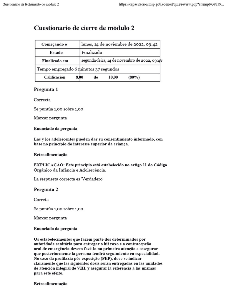 Questionário Módulo 2: VBG e GVDH | PDF