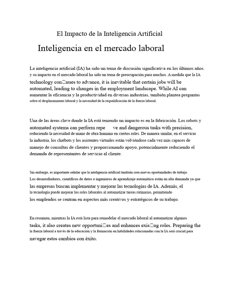Impacto de la IA en el Empleo Laboral | PDF