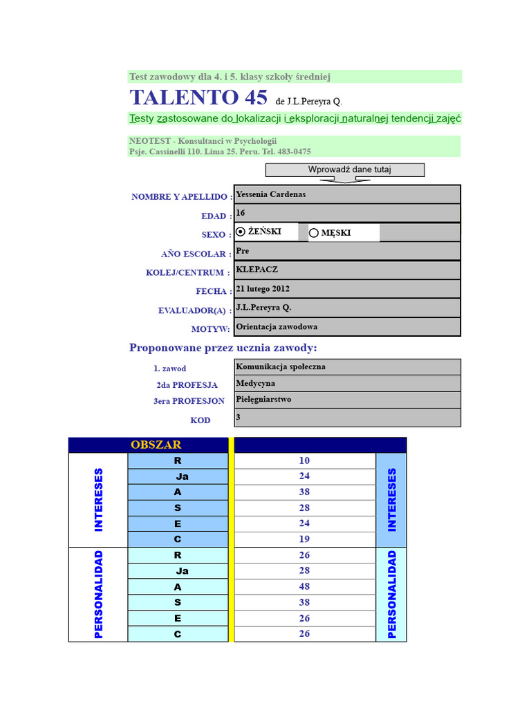 Test Talento 45 | PDF