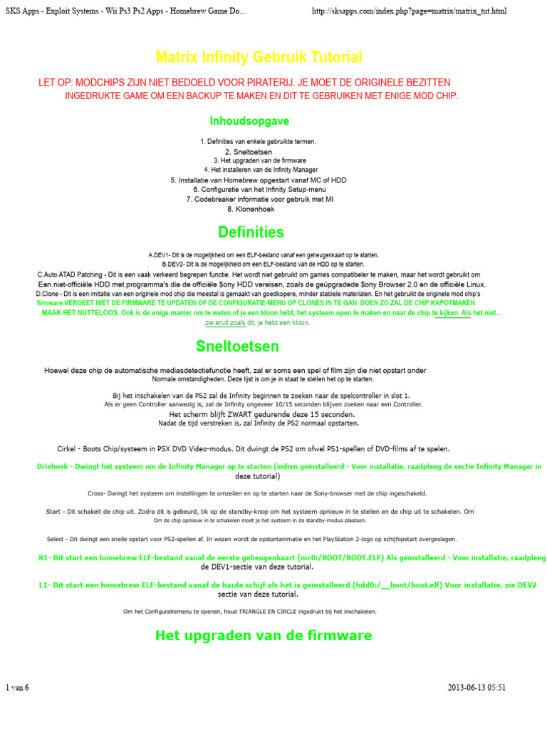 Matrix Infinity Gebruikshandleiding | PDF