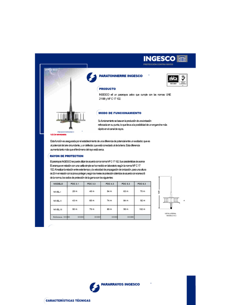 Pararrayos Activo INGESCO: Protección Eficaz | PDF | Relámpago ...