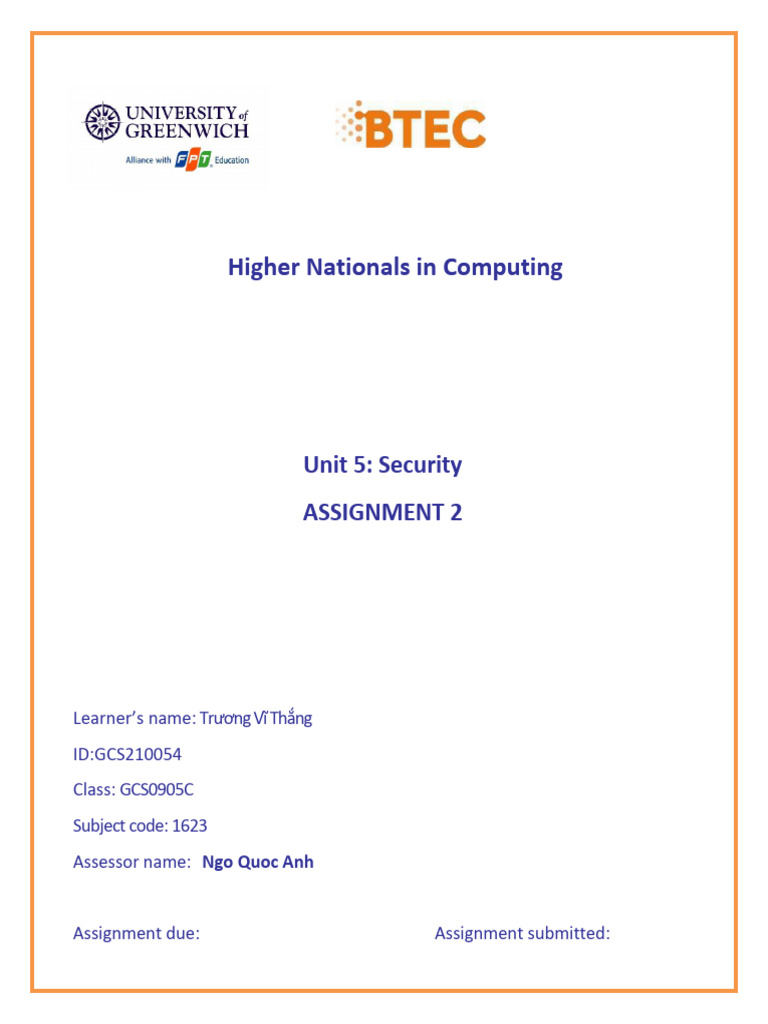 1623 GCS210054 TruongViThang Assignment2 | PDF | Security | Computer ...