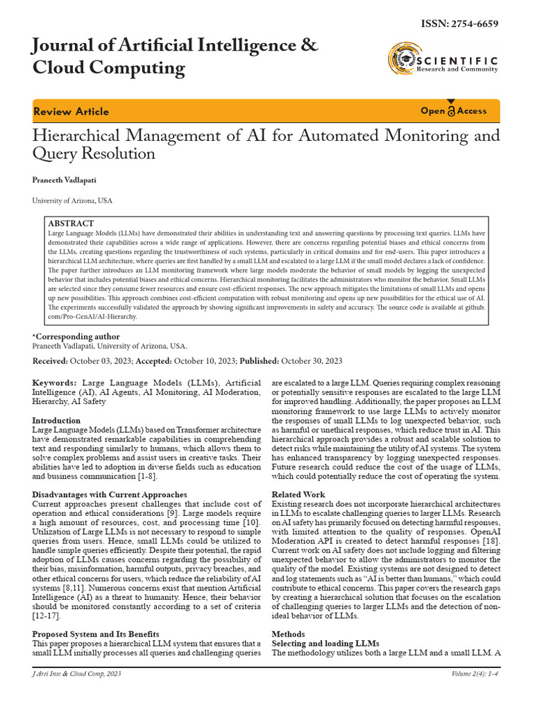 Hierarchical AI Management for Query Safety | PDF | Artificial ...