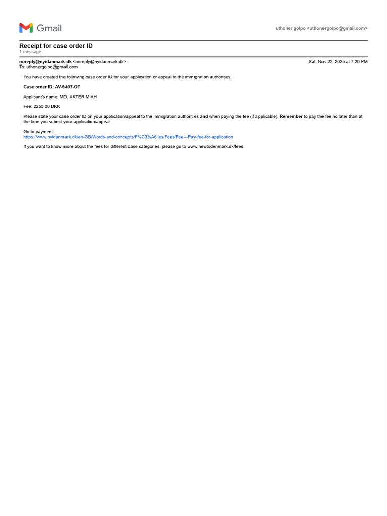 Immigration Case Order Receipt | PDF