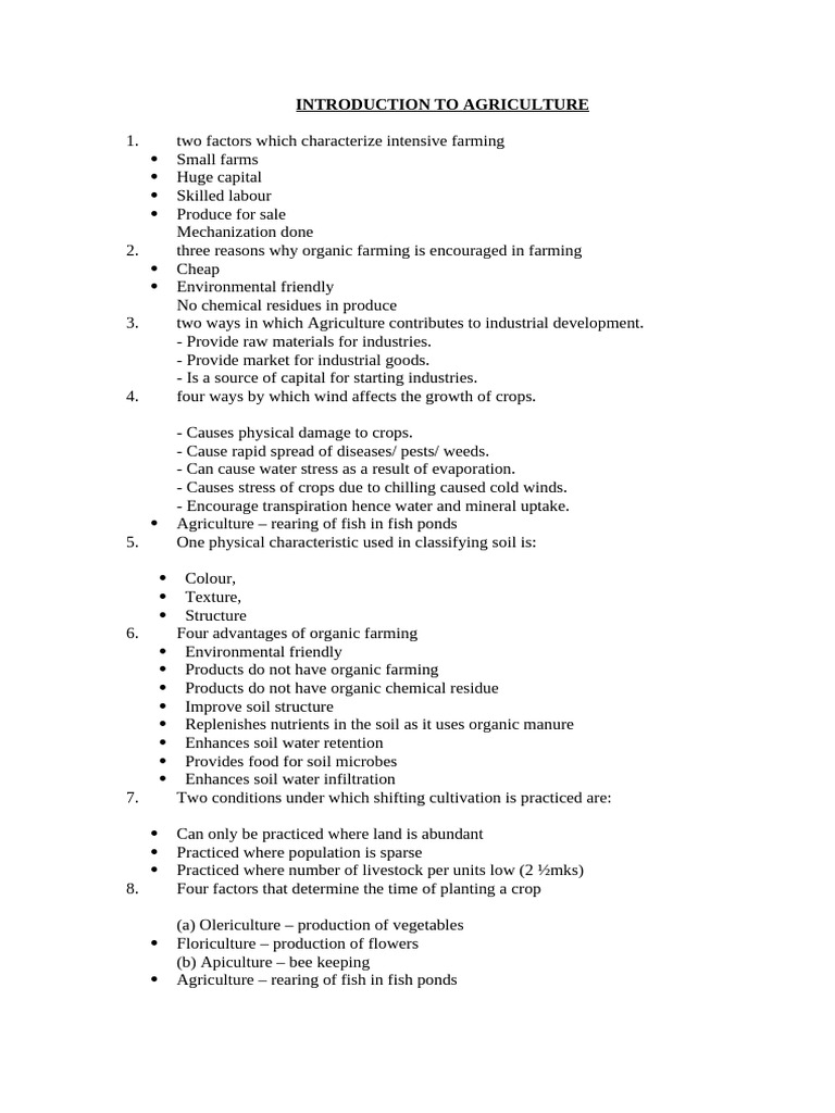 Key Concepts in Agriculture Practices | PDF