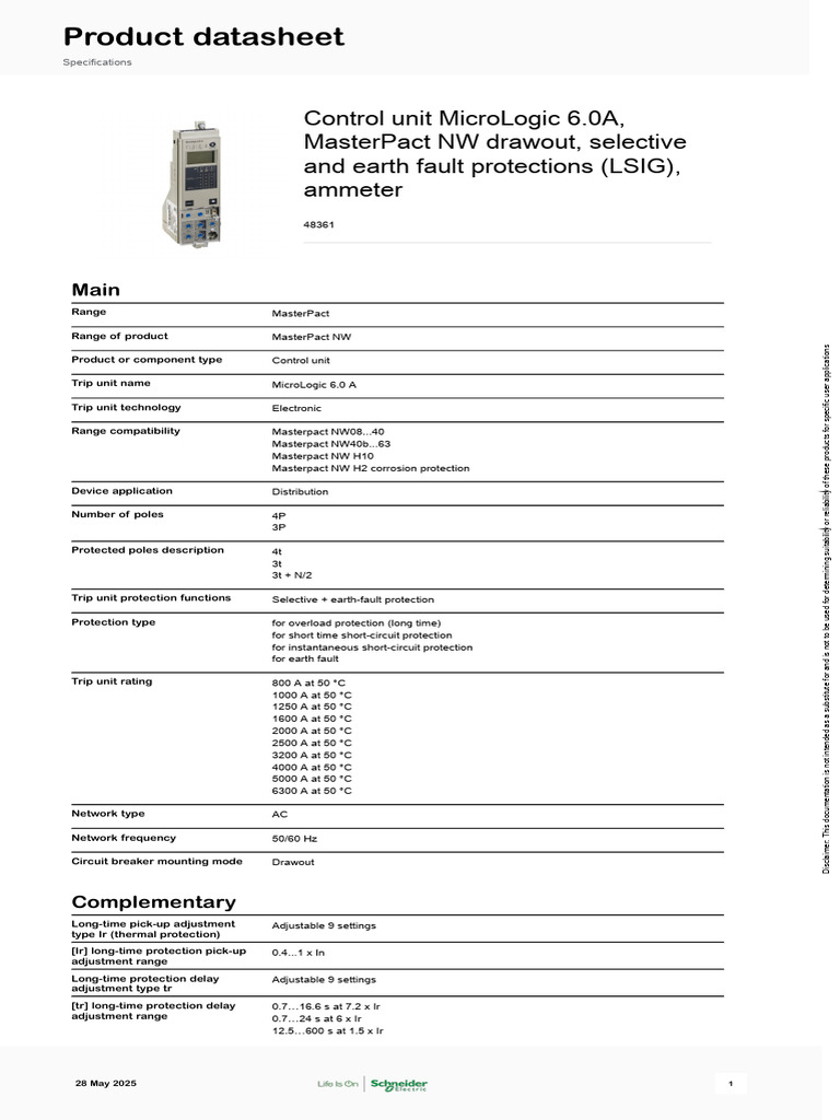 Schneider Electric MasterPact-NW 48361 | PDF | Electricity | Electrical ...