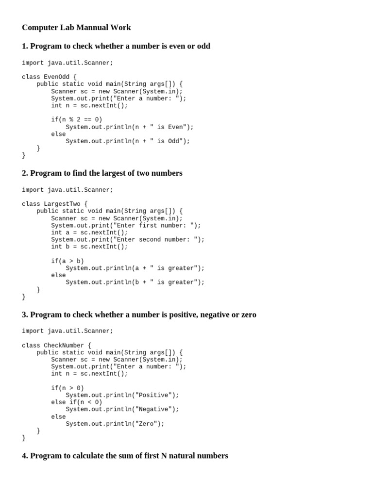 Java Programs for Basic Number Operations | PDF | Computer Programming ...