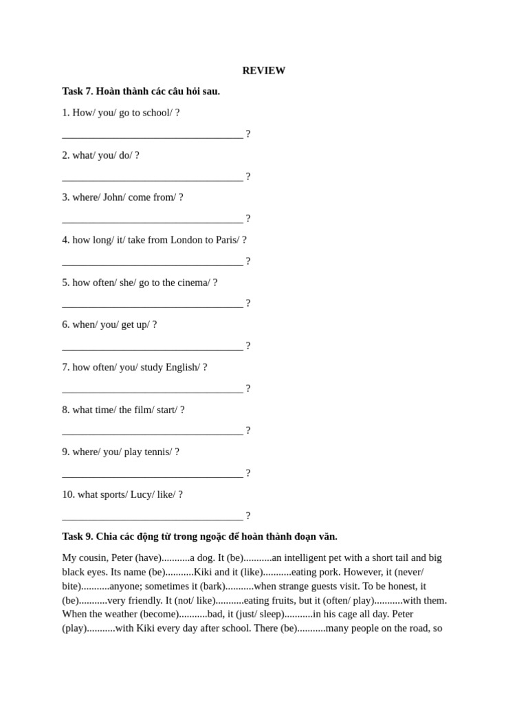 English Grammar Exercises and Review | PDF