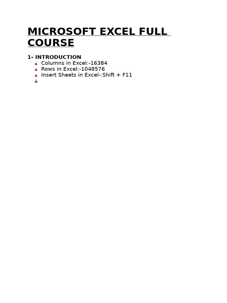 Excel Full Course | PDF