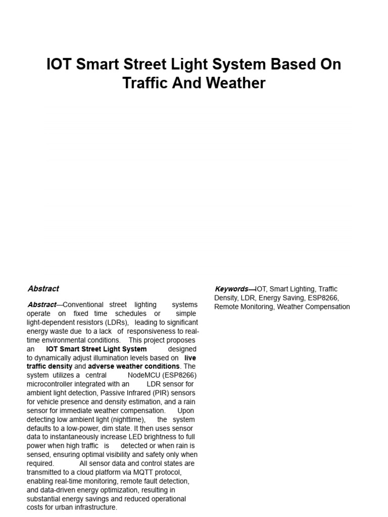 IoT Smart Street Light System Design | PDF | Lighting | Internet Of Things