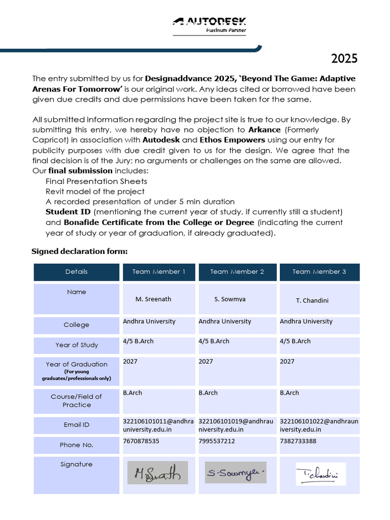 Designaddvance 2025 Submission Declaration | PDF