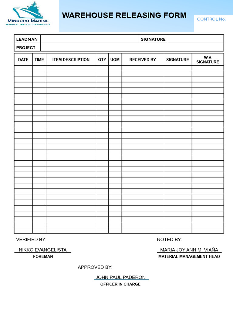 Releasing Form | PDF