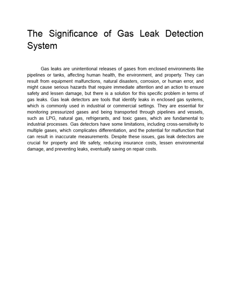 Importance of Gas Leak Detection Systems | PDF