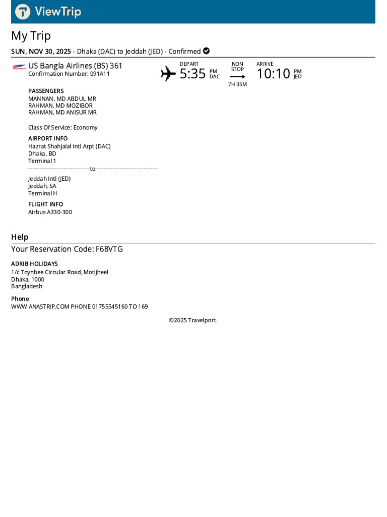 Travelport Viewtrip - My Trip | PDF