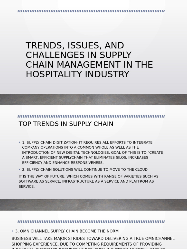 Supply Chain Trends in Hospitality | PDF | Supply Chain | Analytics