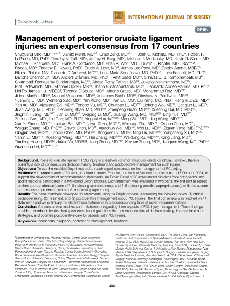 PCL Injury Management Expert Consensus | PDF | Knee | Joints