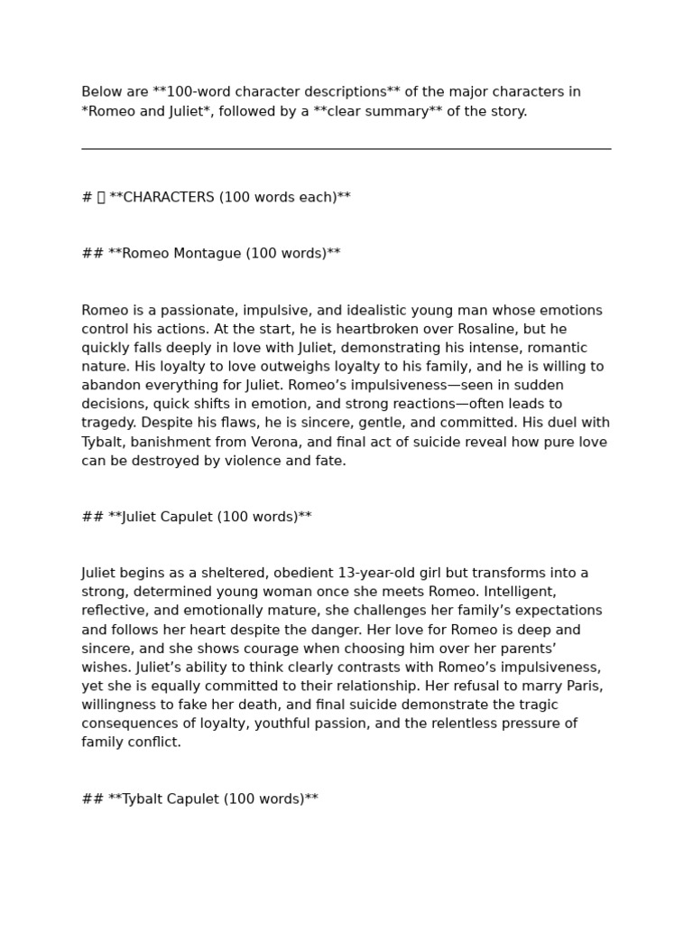 Romeo and Juliet | PDF | Characters In Romeo And Juliet