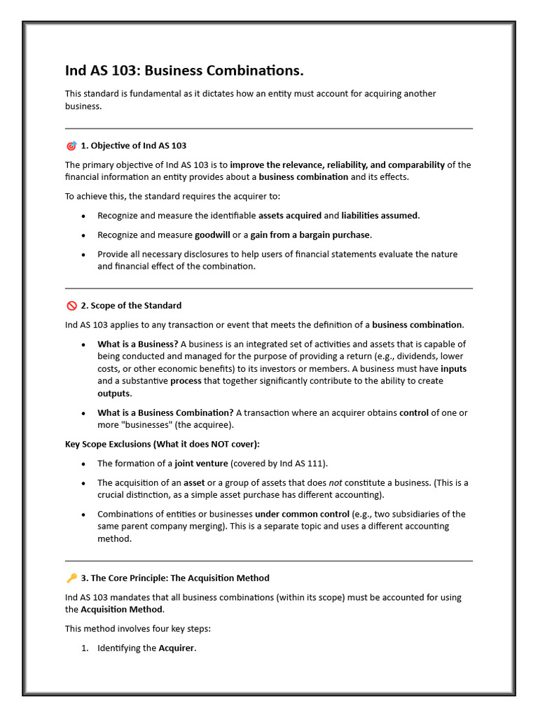 Ind AS 103 | PDF | Goodwill (Accounting) | Mergers And Acquisitions
