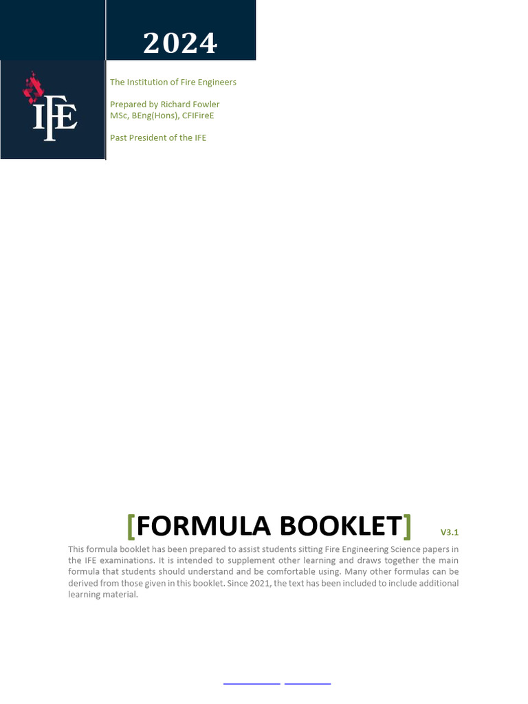 IFE Fire Engineering Science Formula Guide | PDF | Radioactive Decay ...