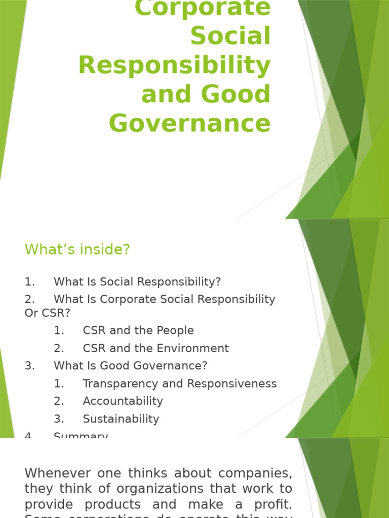 CSR and Governance Explained | PDF | Corporate Social Responsibility ...